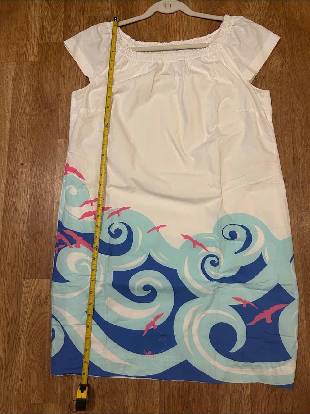 Lilly Pulitzer Lilly’s Gulls Bellevue Blue Cara Dress Wave Print Large - Picture 11 of 13